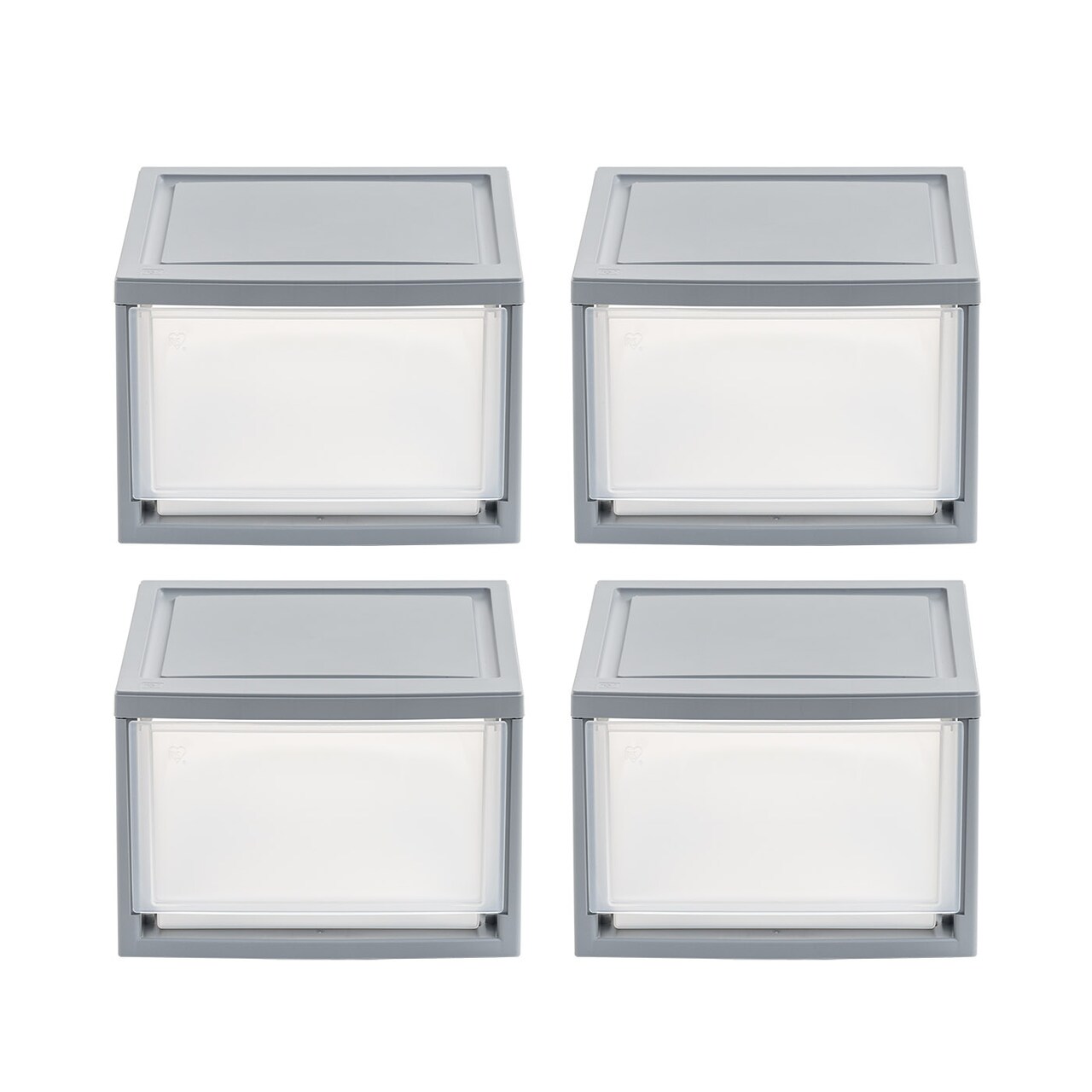 IRIS USA 4Pack 14 Quart Stackable Clear View Plastic Storage Drawer, Gray